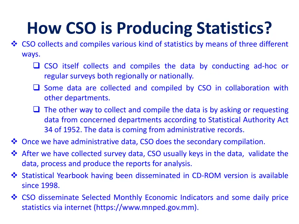 how cso is producing statistics cso collects