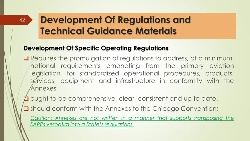 development of regulations and technical guidance 11