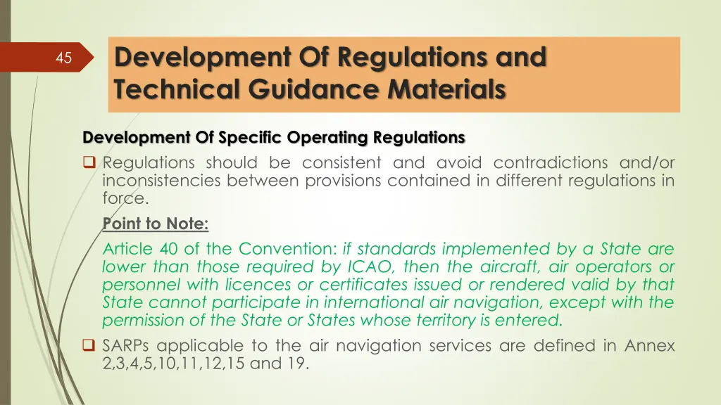 development of regulations and technical guidance 14