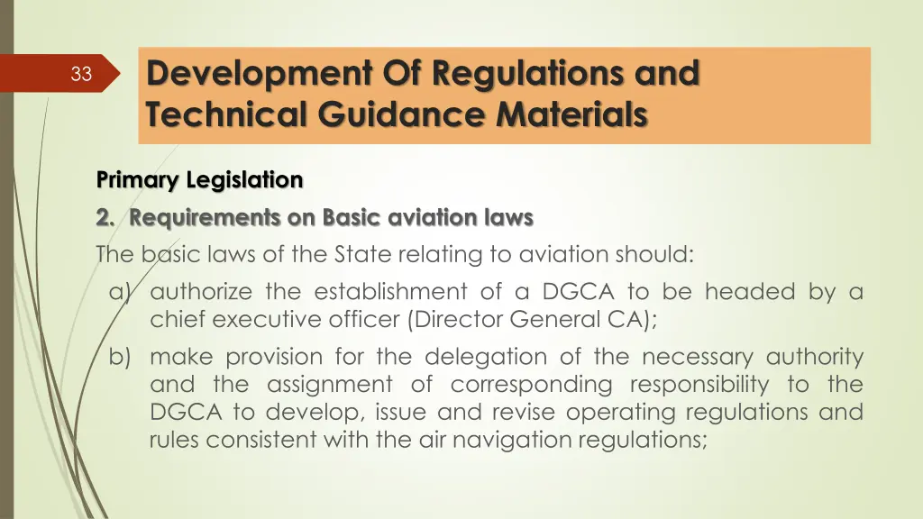 development of regulations and technical guidance 2