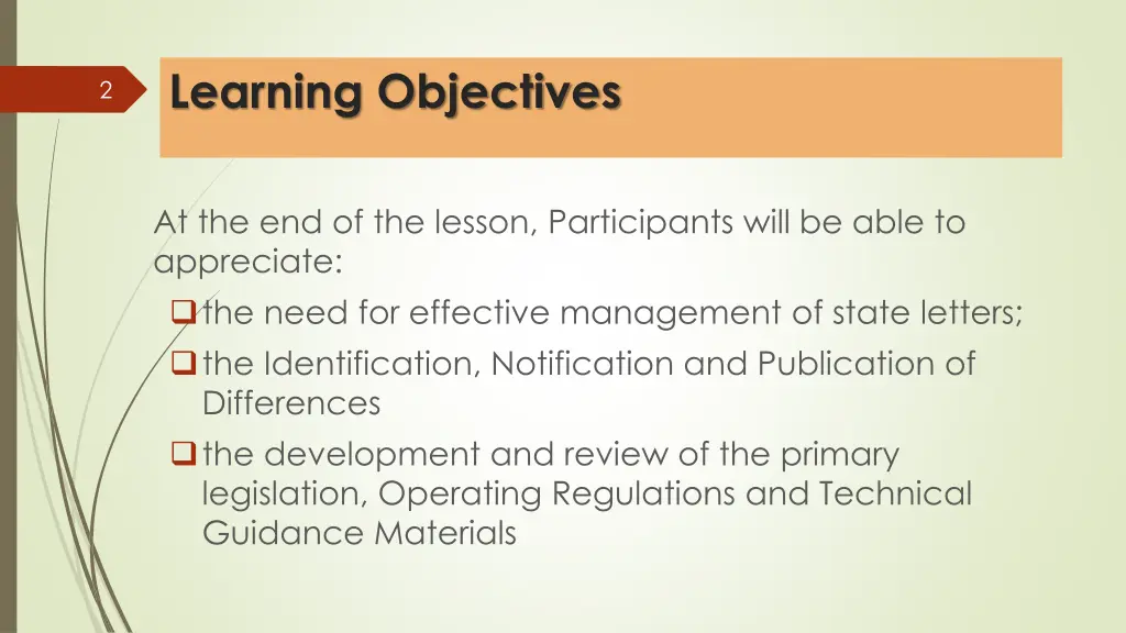 learning objectives