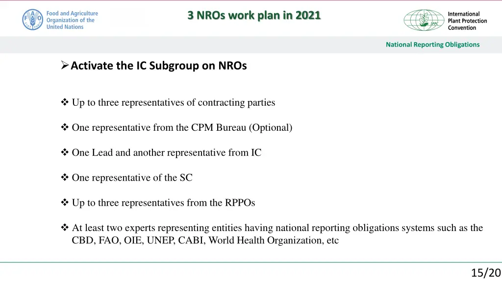 3 nros work plan in 2021