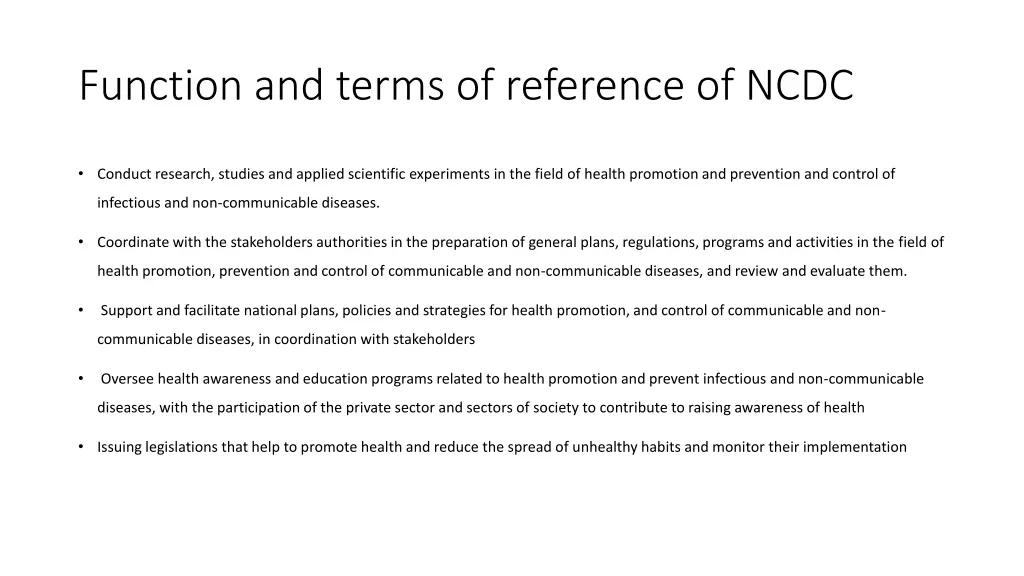 function and terms of reference of ncdc 1