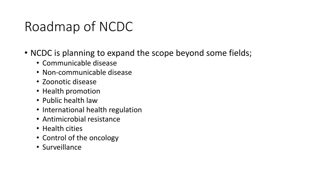 roadmap of ncdc 1