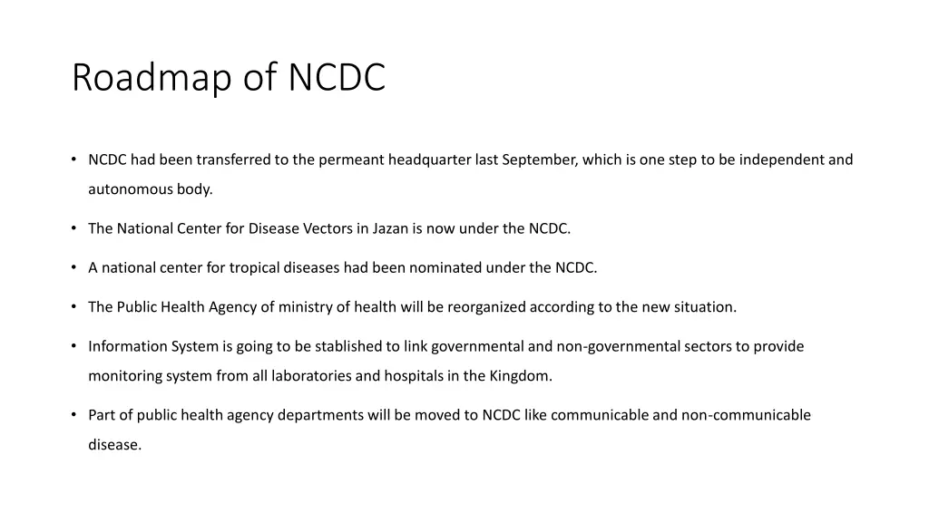 roadmap of ncdc