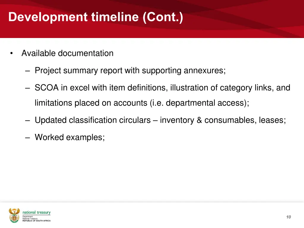 development timeline cont