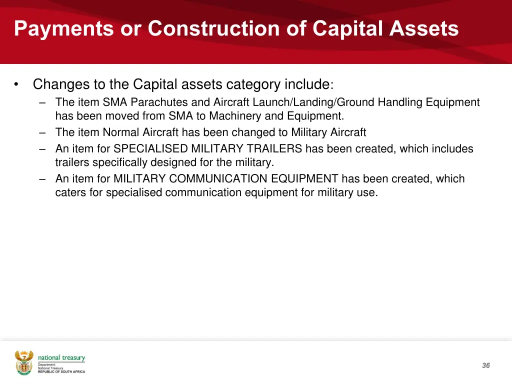 payments or construction of capital assets