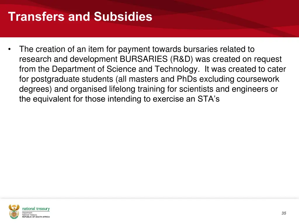 transfers and subsidies