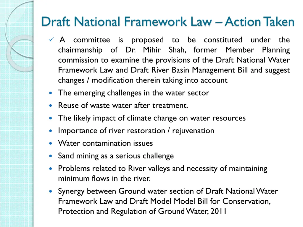 draft national framework law action taken 2