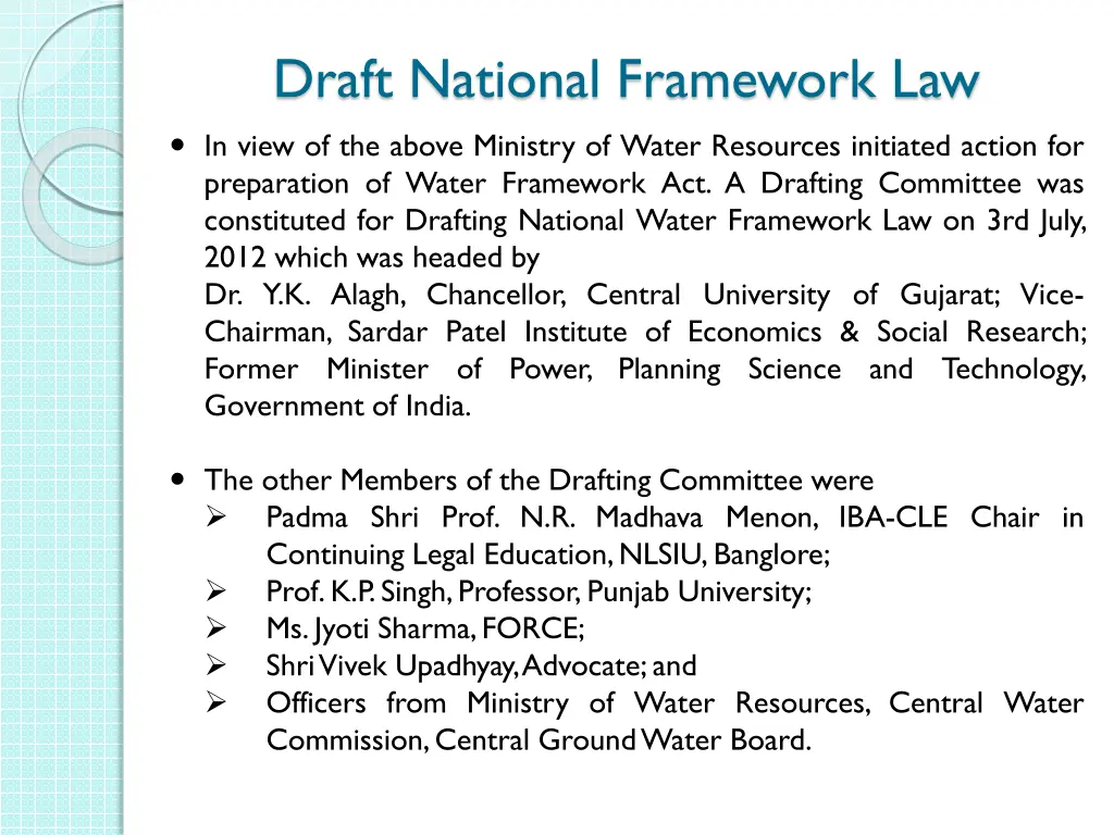 draft national framework law