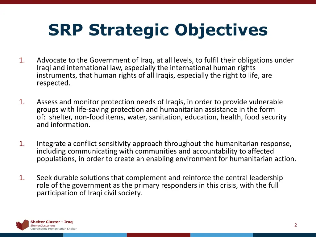 srp strategic objectives