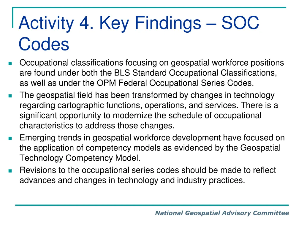 activity 4 key findings soc codes