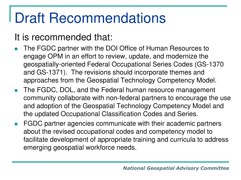 draft recommendations 1