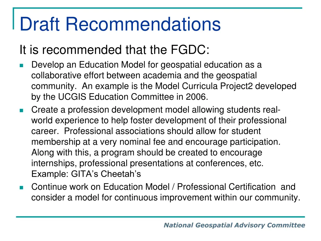 draft recommendations 2