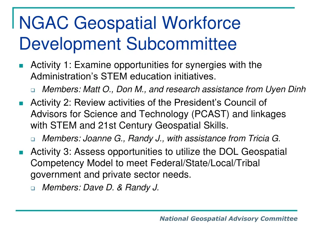 ngac geospatial workforce development subcommittee 1