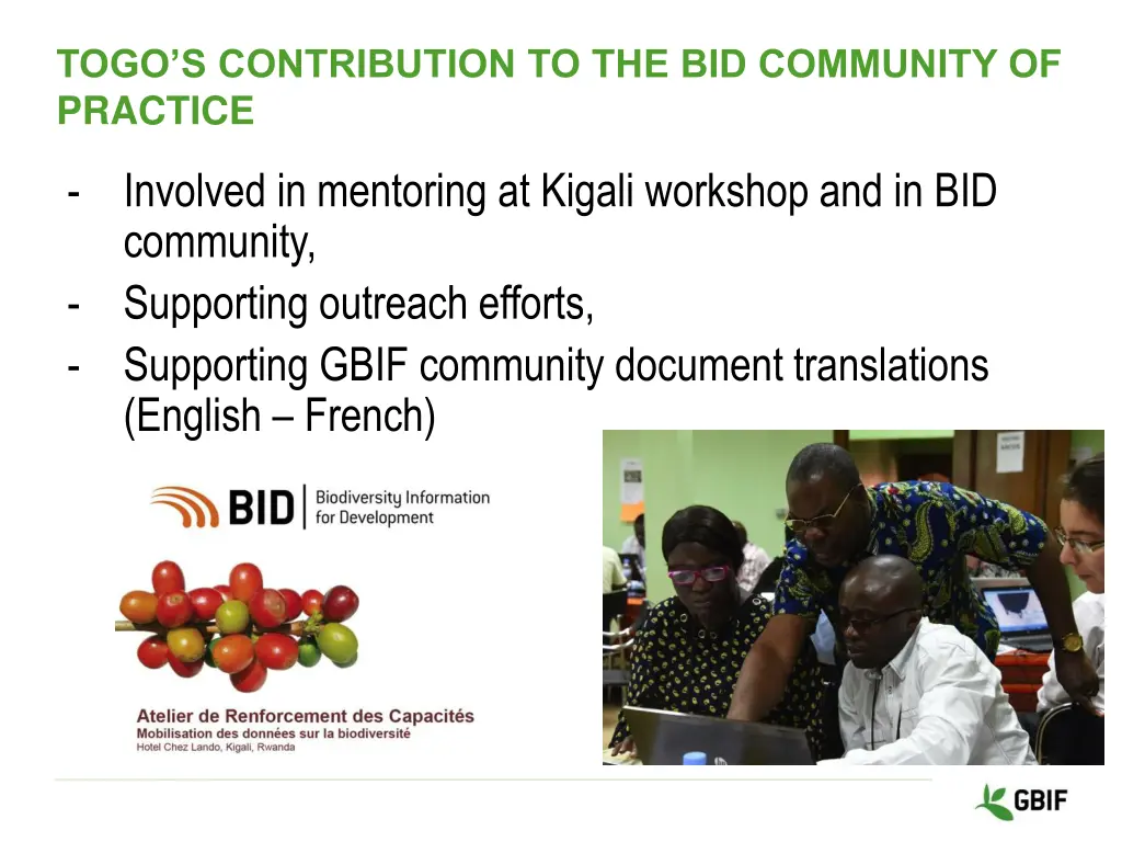 togo s contribution to the bid community