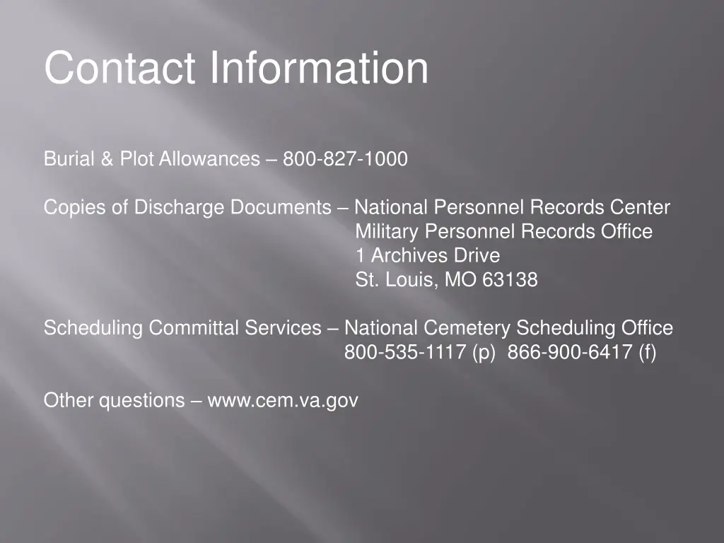 contact information