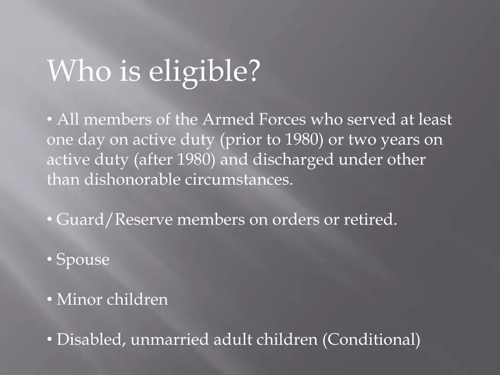 who is eligible