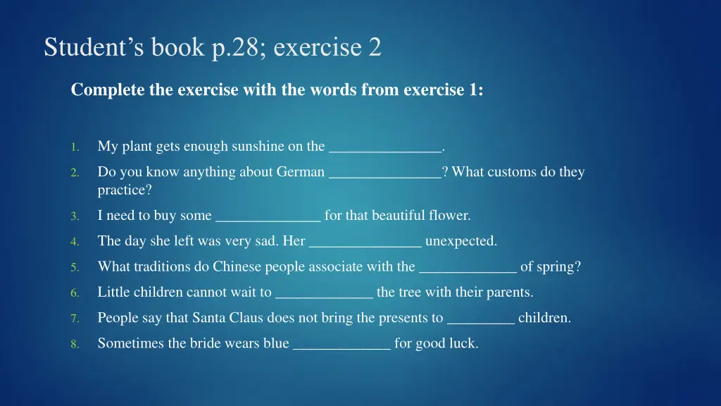 student s book p 28 exercise 2