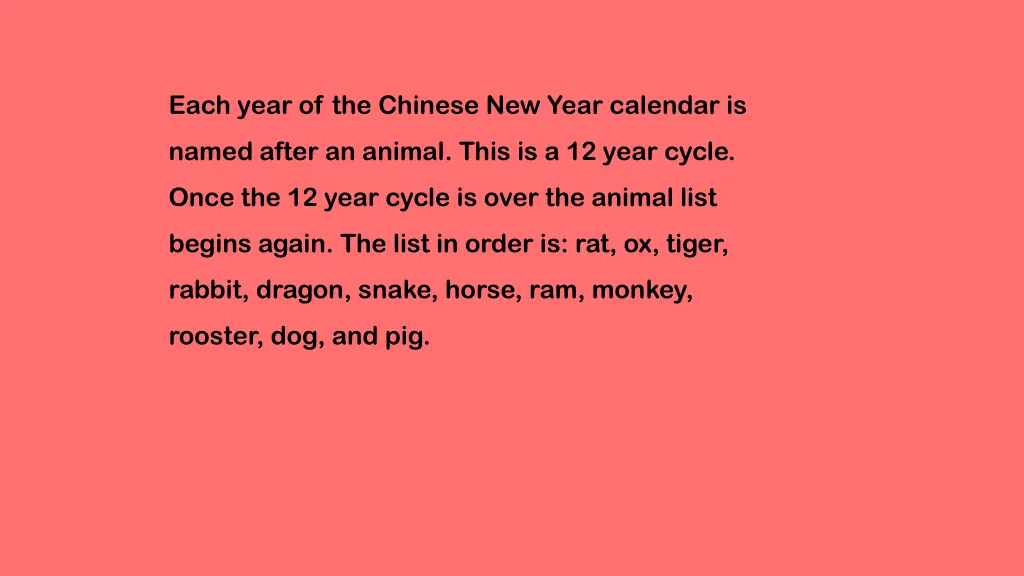 each year of the chinese new year calendar is