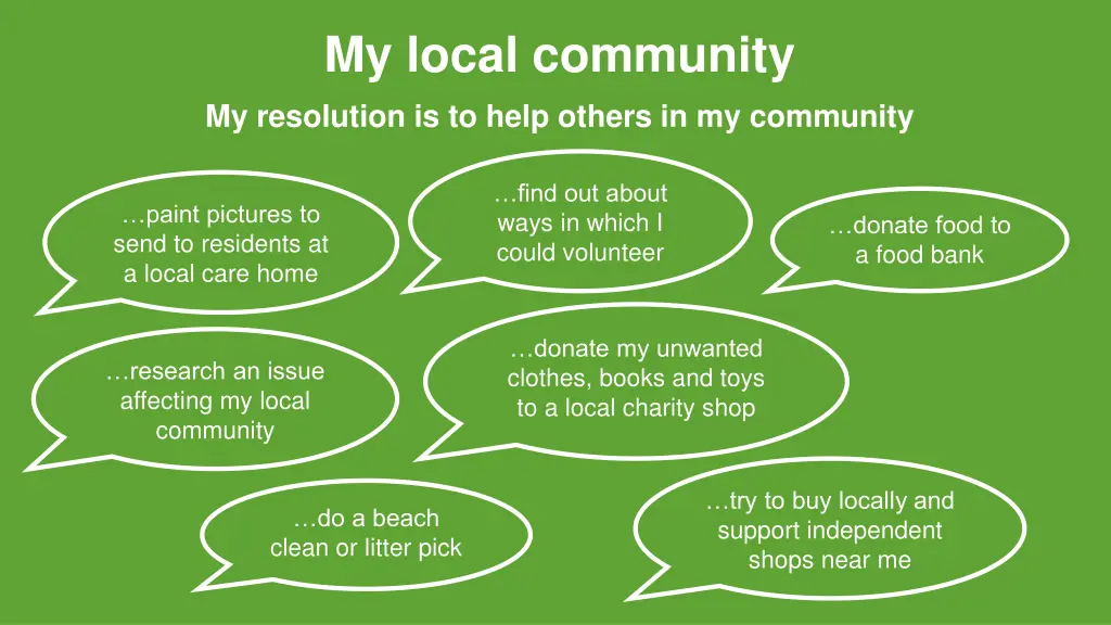 my local community my resolution is to help