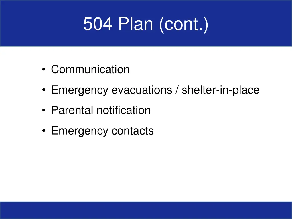 504 plan cont