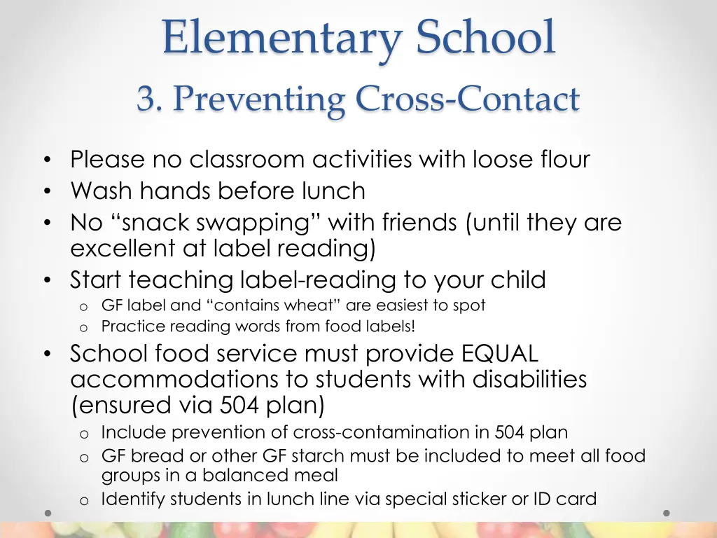 elementary school 3 preventing cross contact