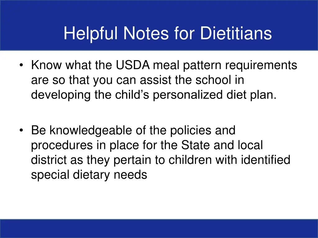 helpful notes for dietitians