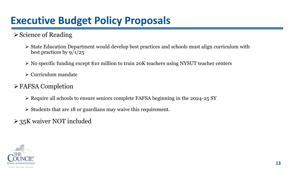 executive budget policy proposals 1