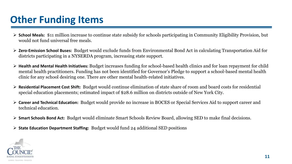 other funding items