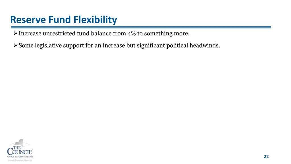 reserve fund flexibility