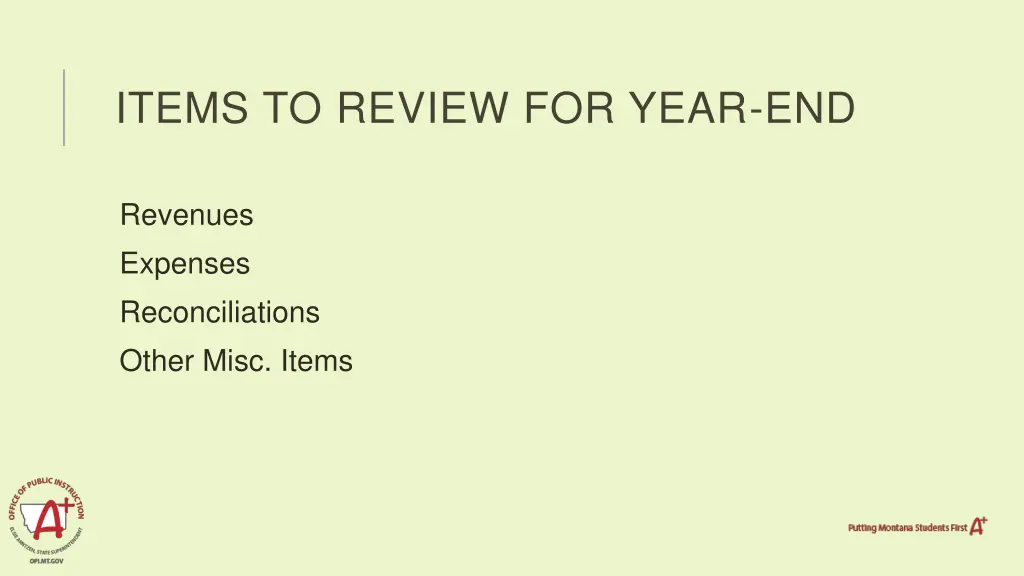 items to review for year end