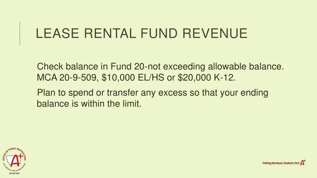 lease rental fund revenue