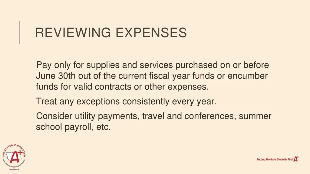 reviewing expenses