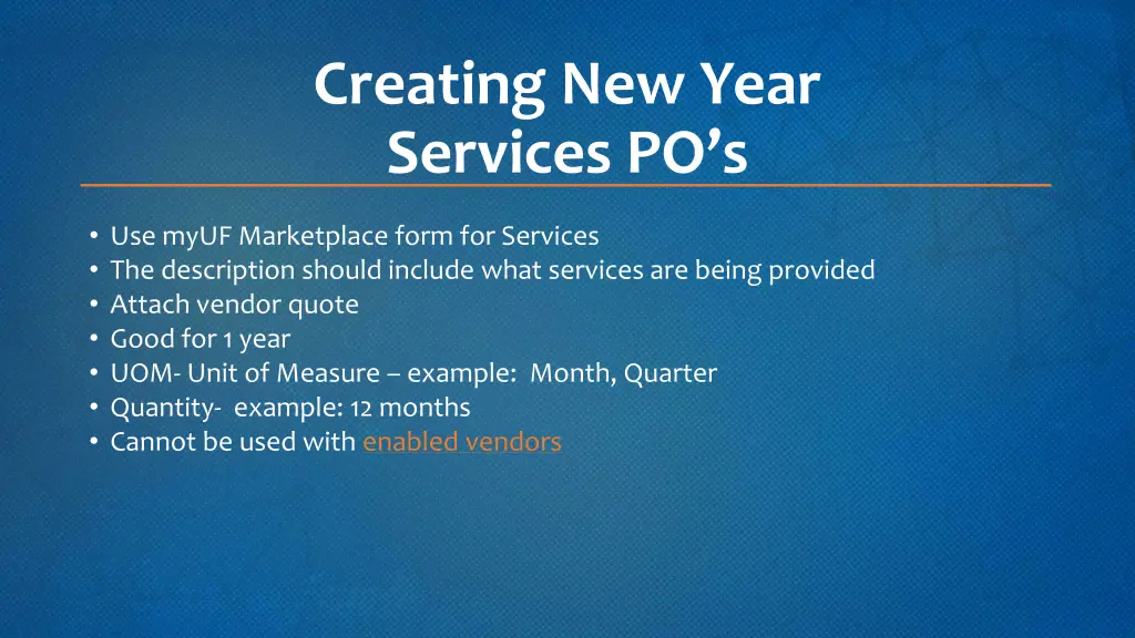 creating new year services po s