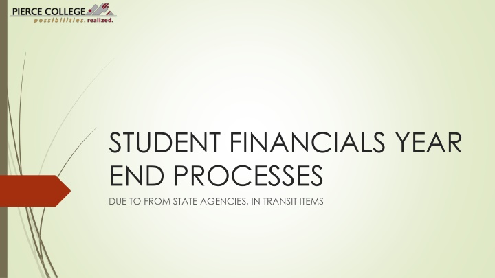 student financials year end processes due to from