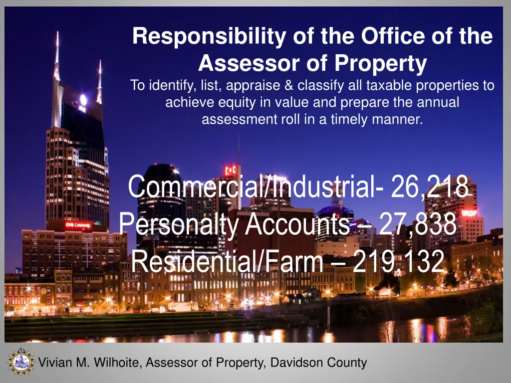 responsibility of the office of the assessor