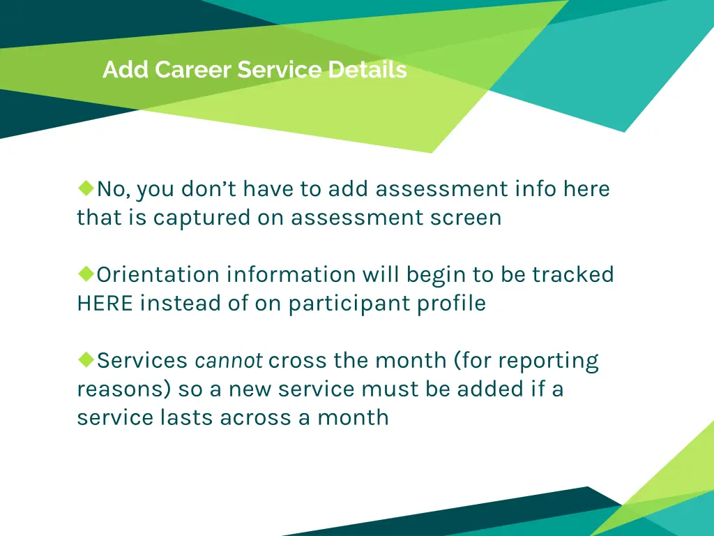 add career service details