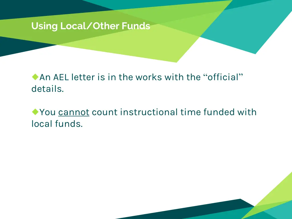 using local other funds