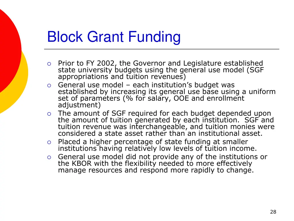 block grant funding