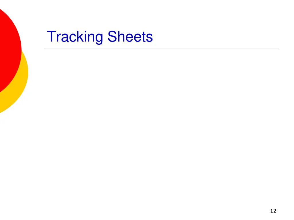 tracking sheets