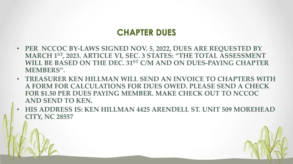 chapter dues