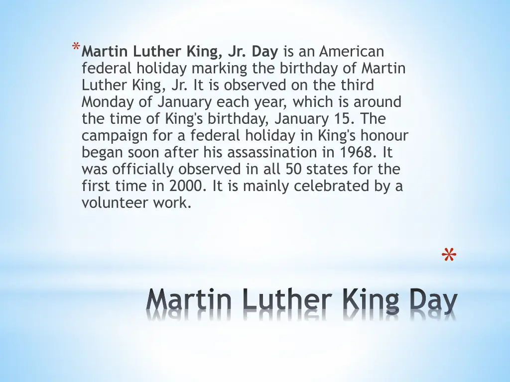 martin luther king jr day is an american federal