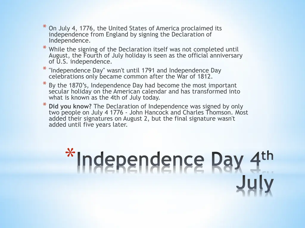 on july 4 1776 the united states of america