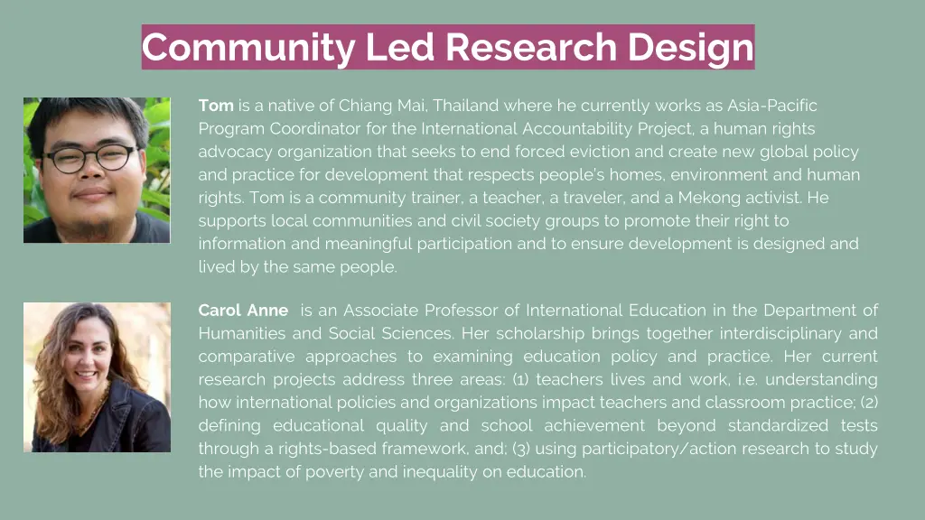 community led research design