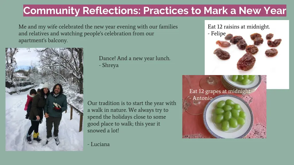 community reflections practices to mark a new year