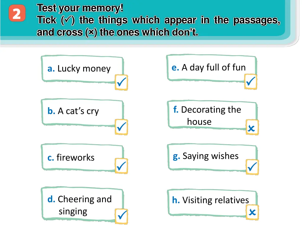 test your memory tick the things which appear