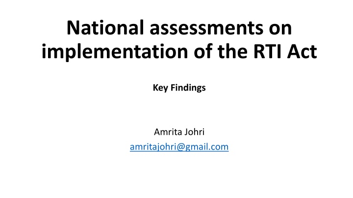 national assessments on implementation