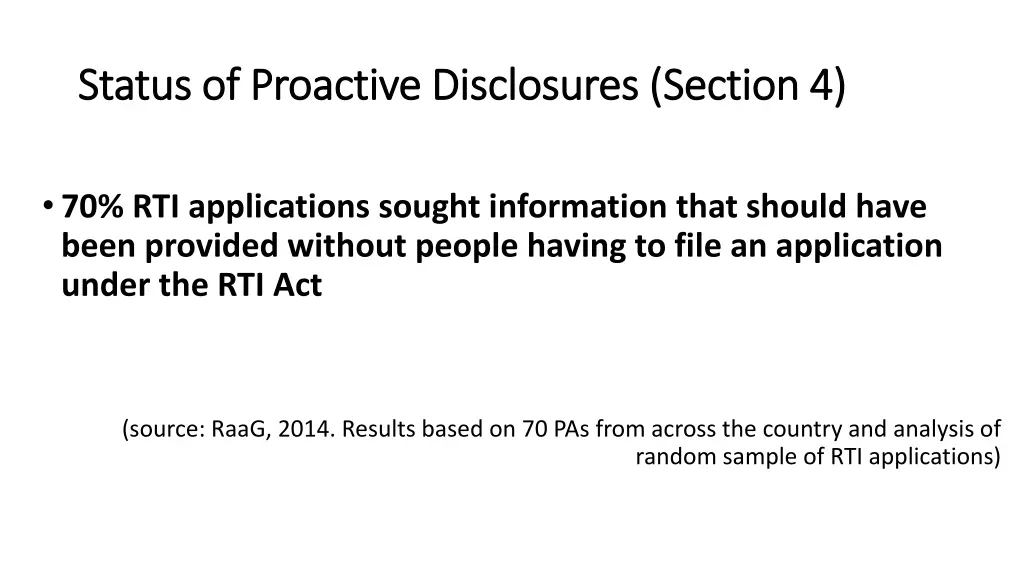 status of proactive disclosures section 4 status