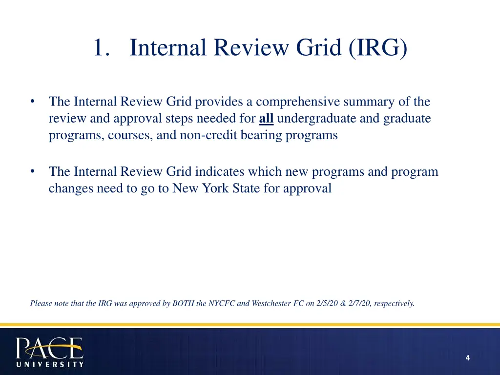 1 internal review grid irg